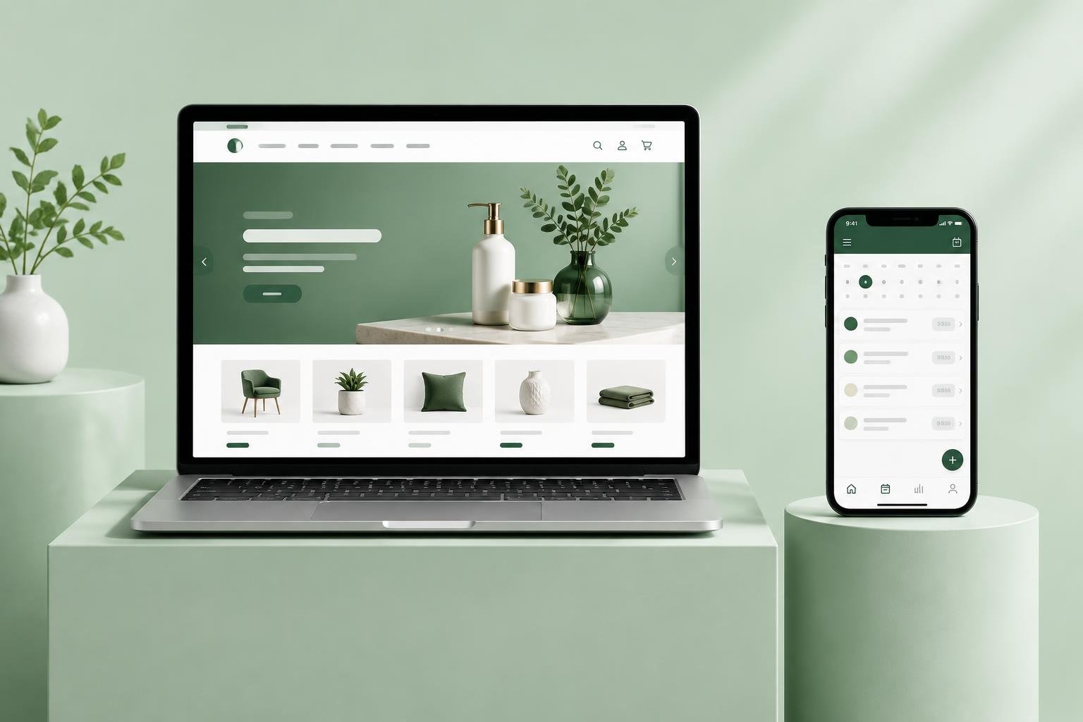 Digital design and development workspace illustration